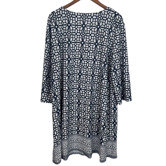 TACERA Dress Blue Gray Floral Mosaic Print Size 3X - Picture 4 of 8